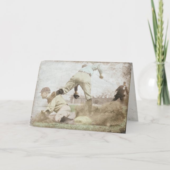Cartão com impressão do basebol do vintage (Frente)