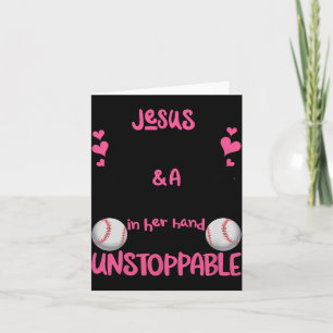 Cartão Com Jesus No Coração E Uma Bola De Softbol Ela É I
