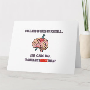 Cartão Com licença para a Enxaqueca! Evitar a interação s