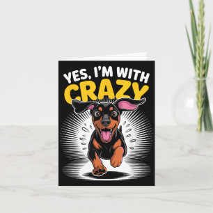 Cartão Com louco guarda cão fofo Doberman Pinscher engraç