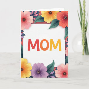 Cartão com Moldura Floral de Mãe Radiante