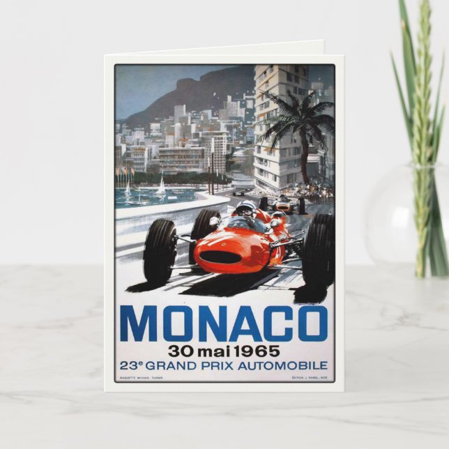 Cartão com o poster grande de Monaco Prix (Frente)