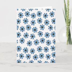 Cartão com Padrão Azul Floral