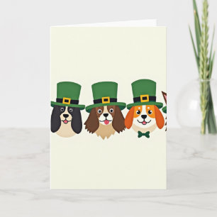 Cartão com padrão de cães de chapéus verdes
