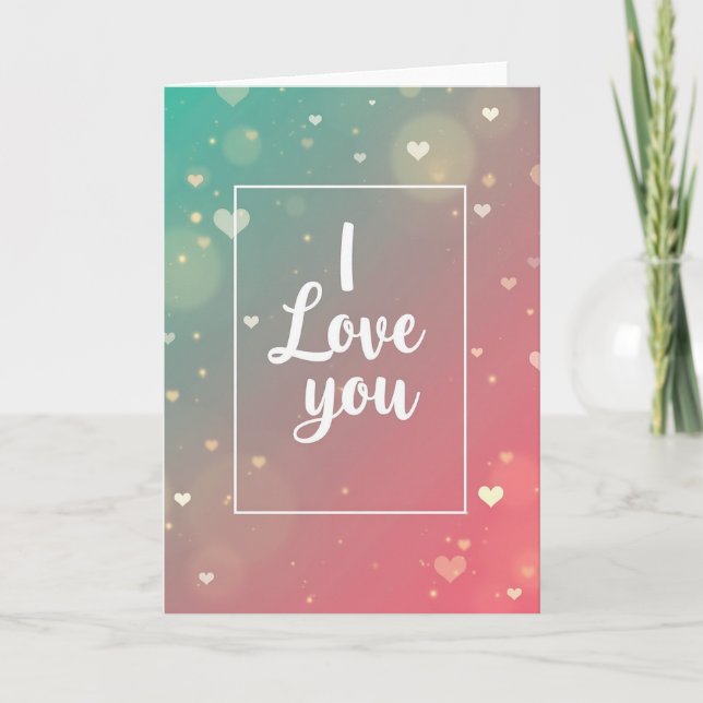Cartão com Padrão de Corações de Amor Simples (Frente)