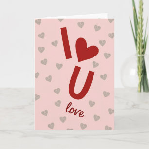Cartão com Padrão de Corações I U Love