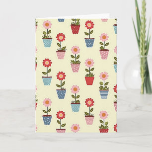 Cartão com Padrão Floral de Bolinhas