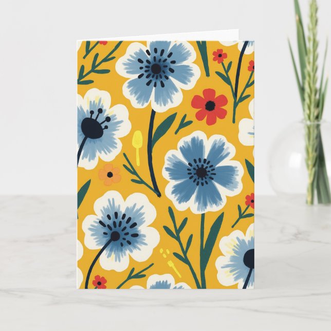 Cartão com Padrão Ocre Floral (Frente)