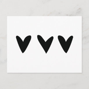 Cartão com três corações pretos giros