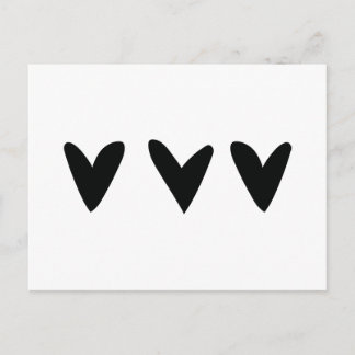 Cartão com três corações pretos giros