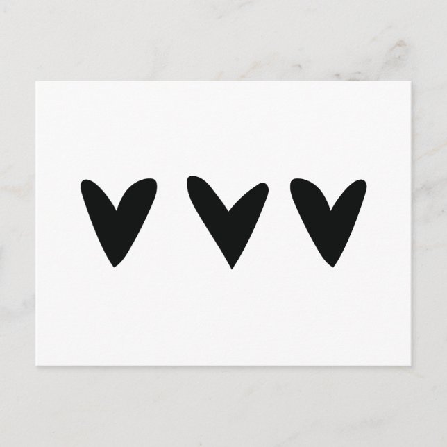 Cartão com três corações pretos giros (Frente)