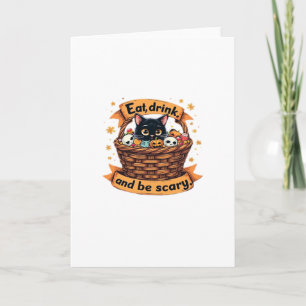 Cartão Coma Beba E Seja Assustador Cesta de Trick Or Trea