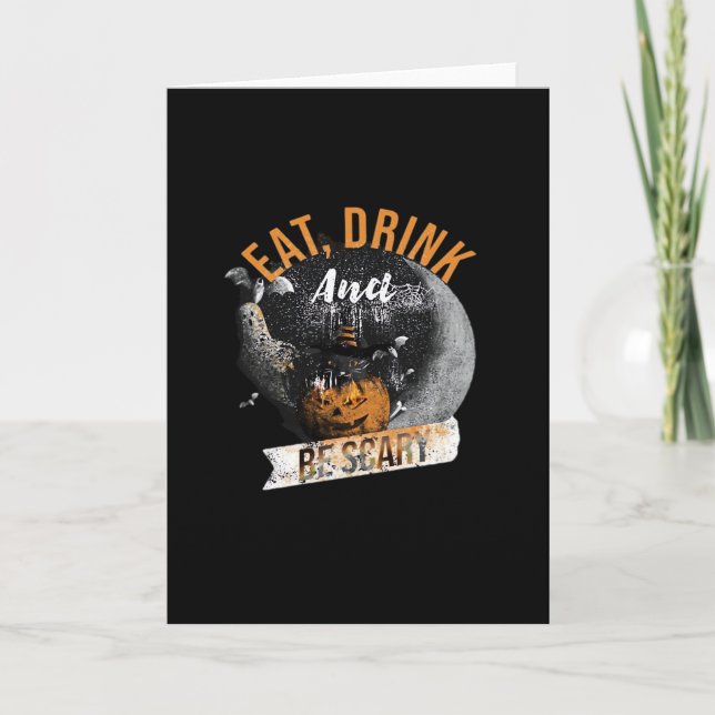 Cartão Coma, Beba E Seja Assustador Clássico Retro (Frente)