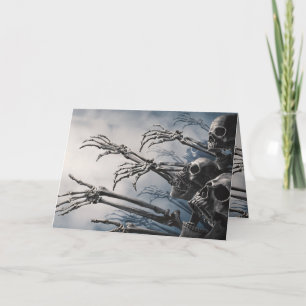 Cartão Coma Bebida Tenha Medo Zombie Skeleton Halloween