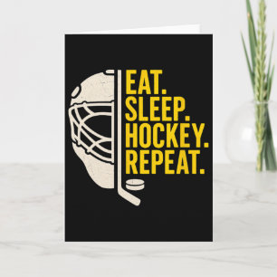 Cartão Coma Dormir Hockey Repita Para Jogadores de Hockey
