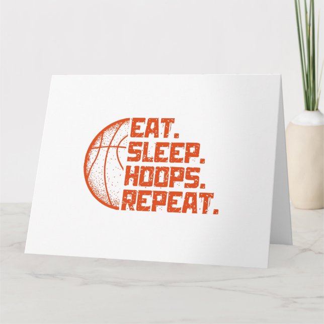 Cartão Coma Dormir Hoops Repetir Cotações Engraçadas de B (Frente)
