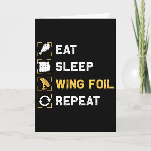 Cartão Coma Dormir Wing Foil Repetir Divertido Wing Surfe (Frente)