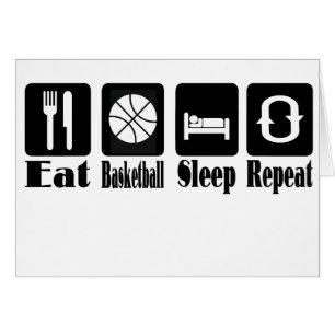 Cartão coma o sono do basquetebol e repita-o