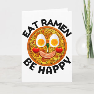 Cartão Coma Ramen Seja Feliz Estilo Kawaii Divertido Ani