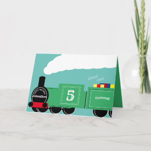 Cartão Comboio de 5 de garoto personalizado