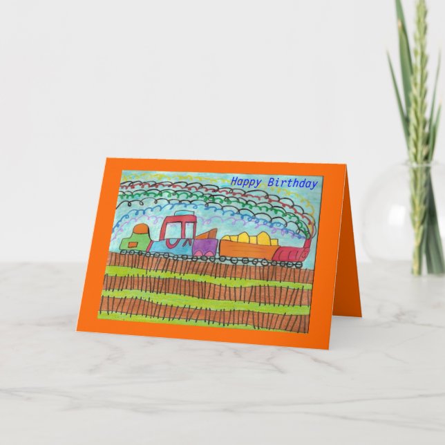 Cartão Comboio para um aniversário feliz (Frente)
