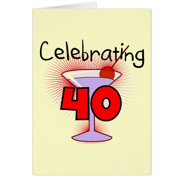 Cartão Comemorando 40 camisetas e presentes (Frente)