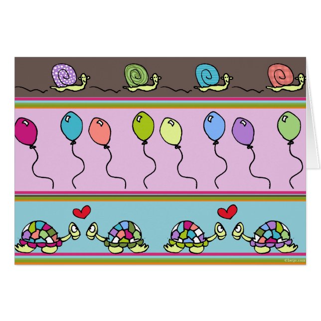 Cartão Comemorando caracóis e tartarugas (Frente Horizontal)