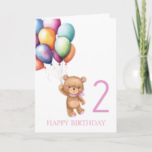 Cartão Comemorando o 2º Aniversário da Sua Filha