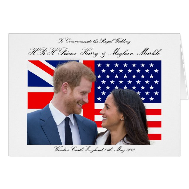Cartão Comemorar o Casamento Real Harry e Meghan (Frente Horizontal)