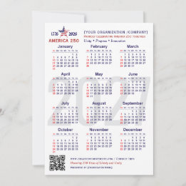 Cartão Comemorativo do Calendário Patriótico Améri