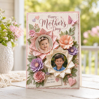 Cartão Comemorativo do Dia das Mães com Foto Flor 
