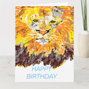 Cartão Comemorativo Folha Dupla:  Birthday Lion