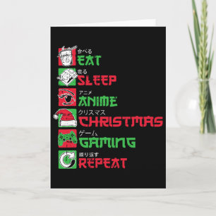 Cartão Comer Dormir Anime Jogos Natal Pijama X-mas Holi