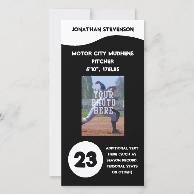 Cartão Comercial de Fotografias Esportivas, Equipe (Frente)