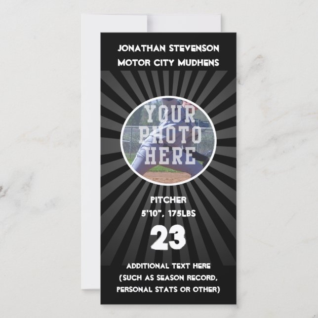 Cartão Comercial de Fotografias Esportivas, Equipe (Frente)