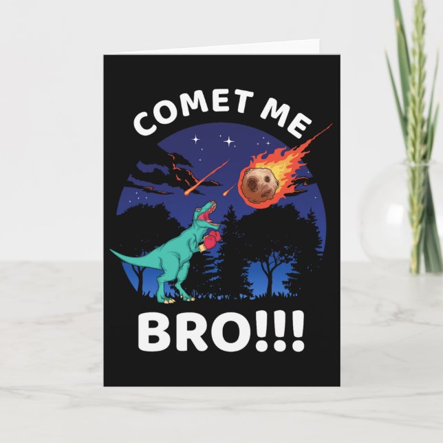 Cartão Comet Me Bro Funny Boxing T Rex Dinosaur Pun Extin (Frente)
