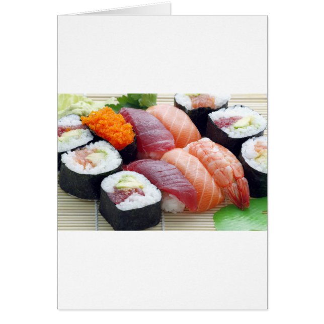 Cartão Comida Japonesa Asiática Sushi Crua Sashimi Fresca (Frente)