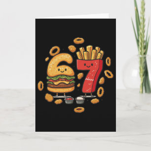 Cartão Comida Rápida Divertida 67 Hambúrguer Batata Frita