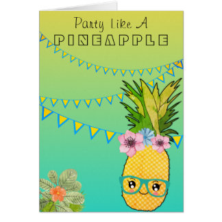Cartão Comida Tropical de Praia de Kawaii Pineapple, cons