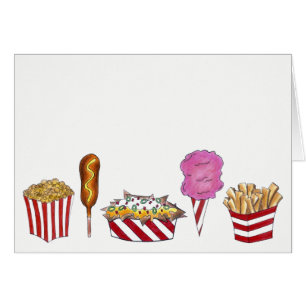Cartão Comidas da Feira do Carnaval Corndog Popcorn Nacho