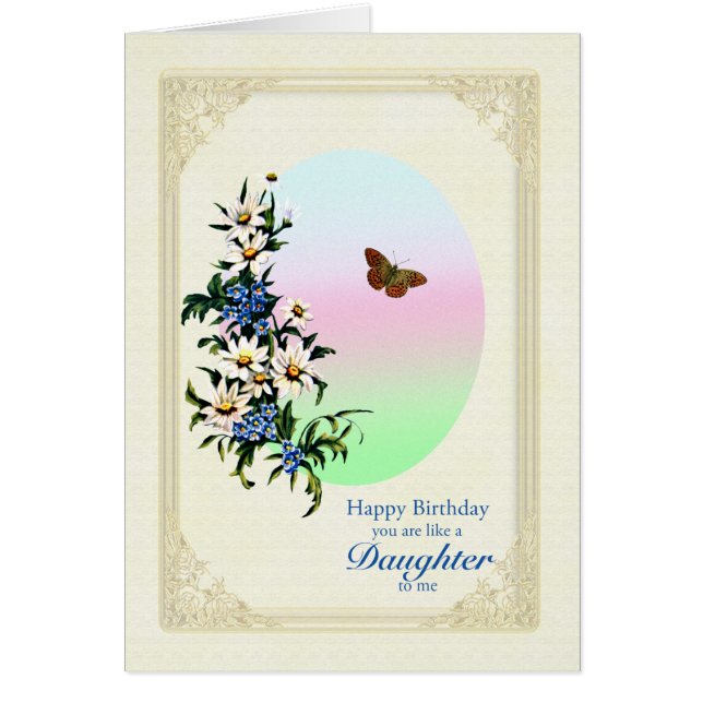 Cartão Como um Aniversário Filha com Flores (Frente)