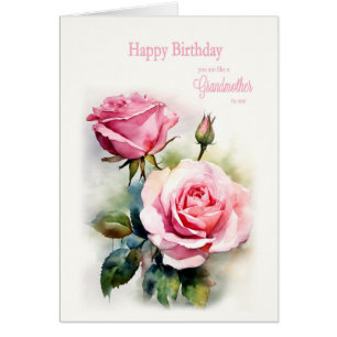 Cartão Como uma avó Rosa de aniversário pintada