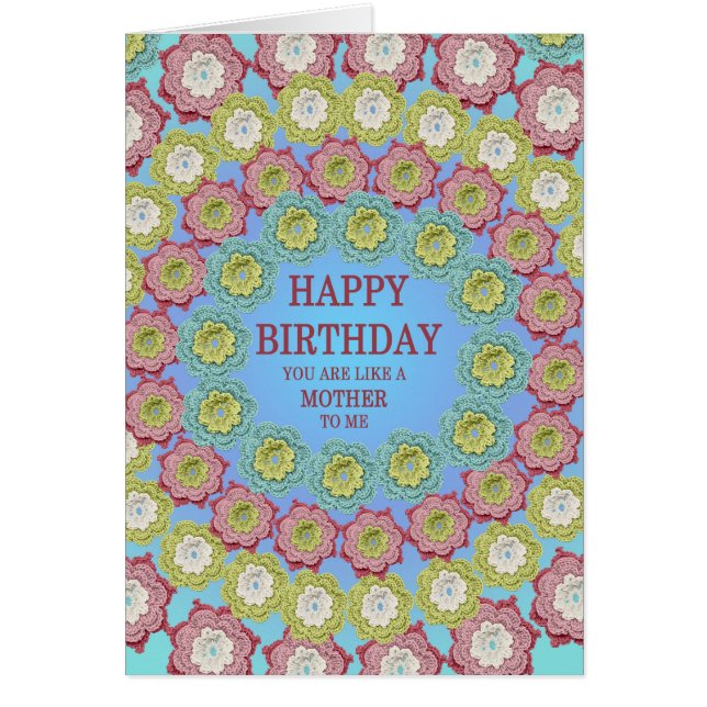 Cartão Como uma mãe Aniversário Flores de Crochet (Frente)