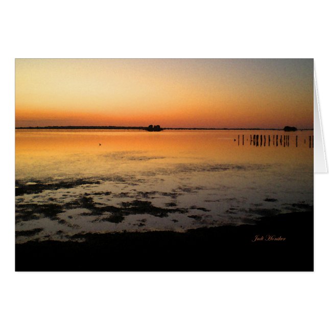 Cartão "Como Uma Vela Ilítica" Sunset Ao Longo De Edgewat (Frente Horizontal)