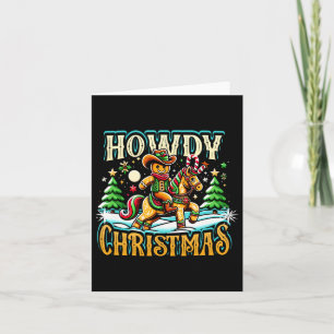 Cartão Como vai o Natal Gingerbird Man Cowboy Ride Horse