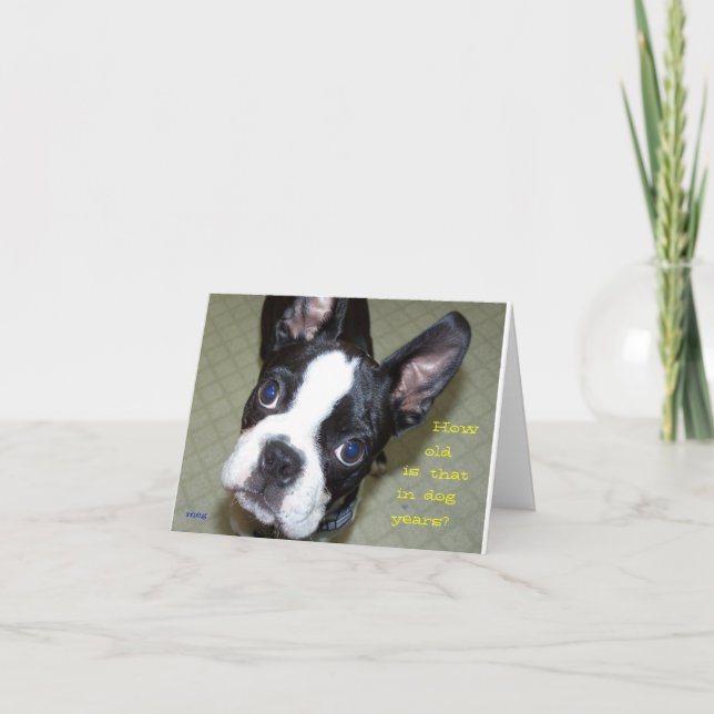 Cartão Como velho em anos do cão? (Frente)