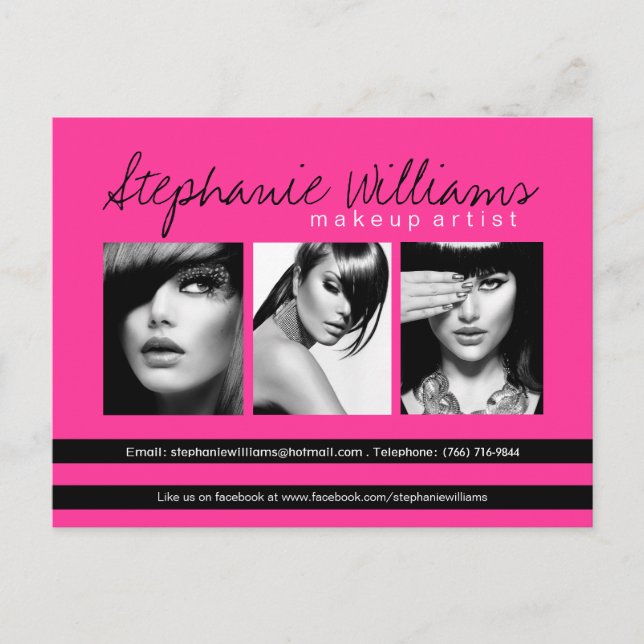 Cartão Comp de Artista com Batom Rosa Quente (Frente)