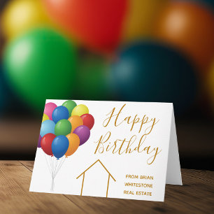 Cartão Companhia Imobiliária Feliz Aniversário Balões