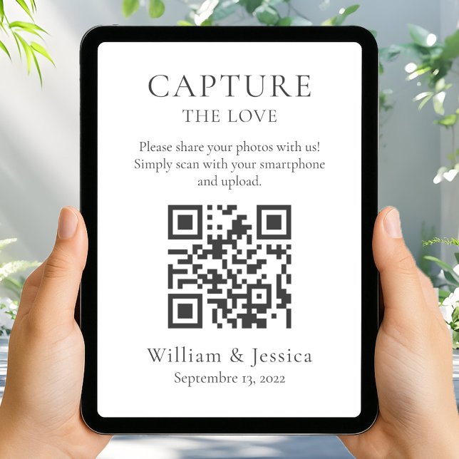 Cartão Compartilhe Fotos de Casamento com Código QR (Criador carregado)
