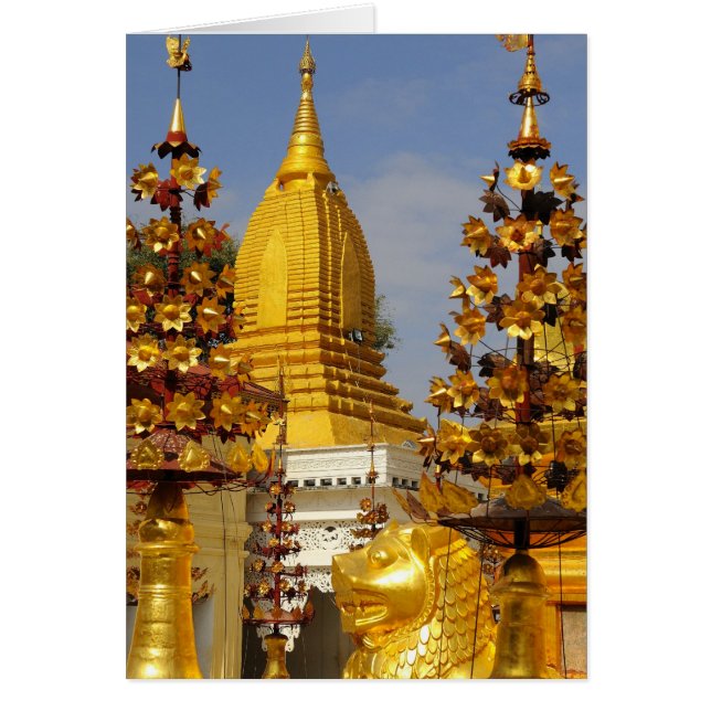 Cartão complexo da Pagode Shwe Zigon em Bagan (Pagan), (Frente)
